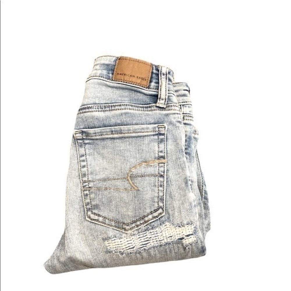 American Eagle next level stretch super ripped butt patched high rise jeggings